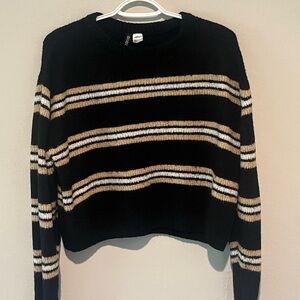 Divided Striped Black and Tan Women's Sweater